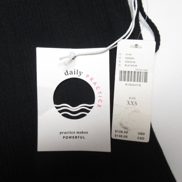 Anthropologie Daily Practice Ribbed Sweater Midi Dress Black XXS - Picture 9 of 11